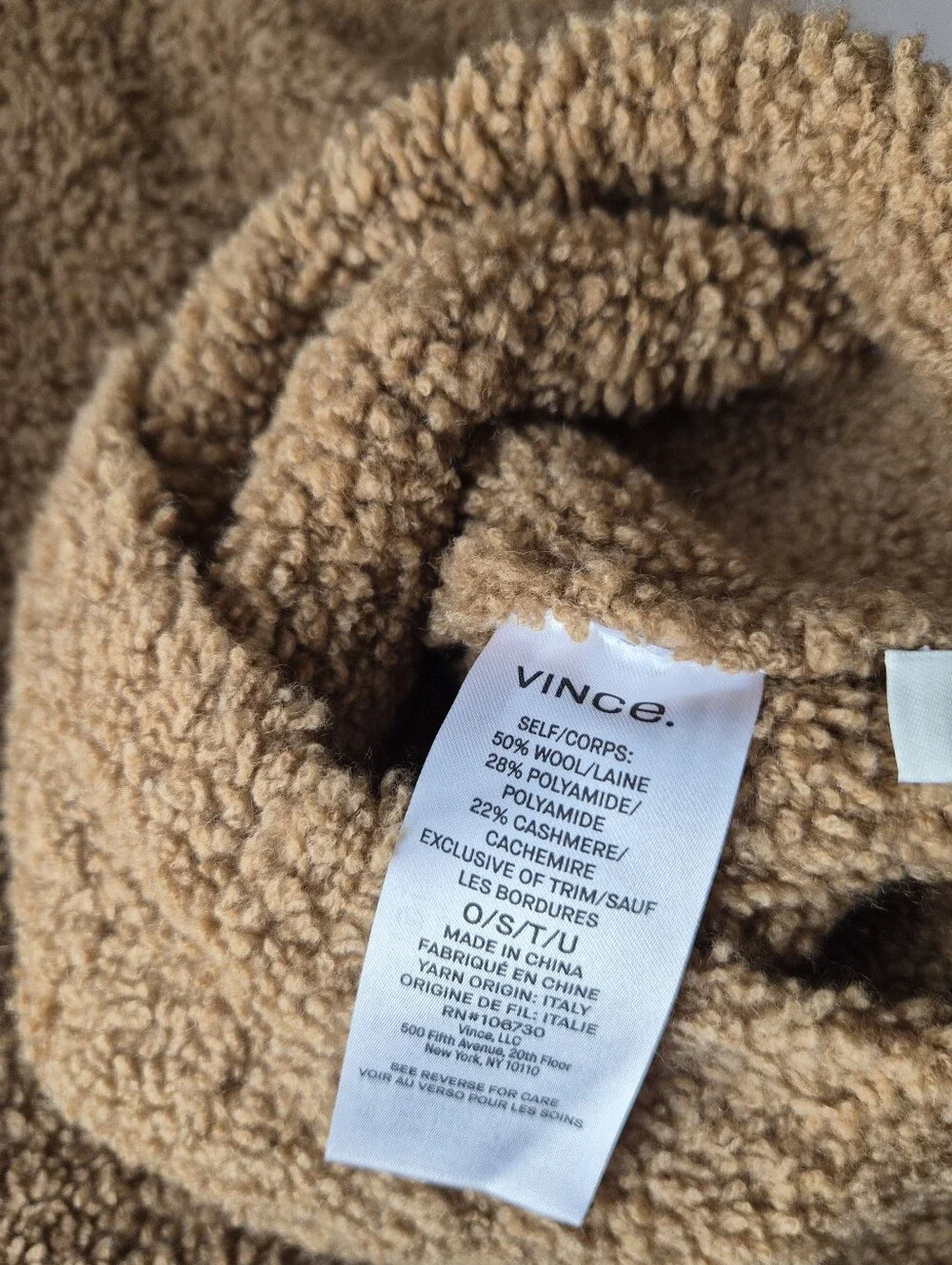 Vince Wool Cashmere Teddy Boucle Beanie Scarf Set Mocha Camel Cozy Quiet Luxury